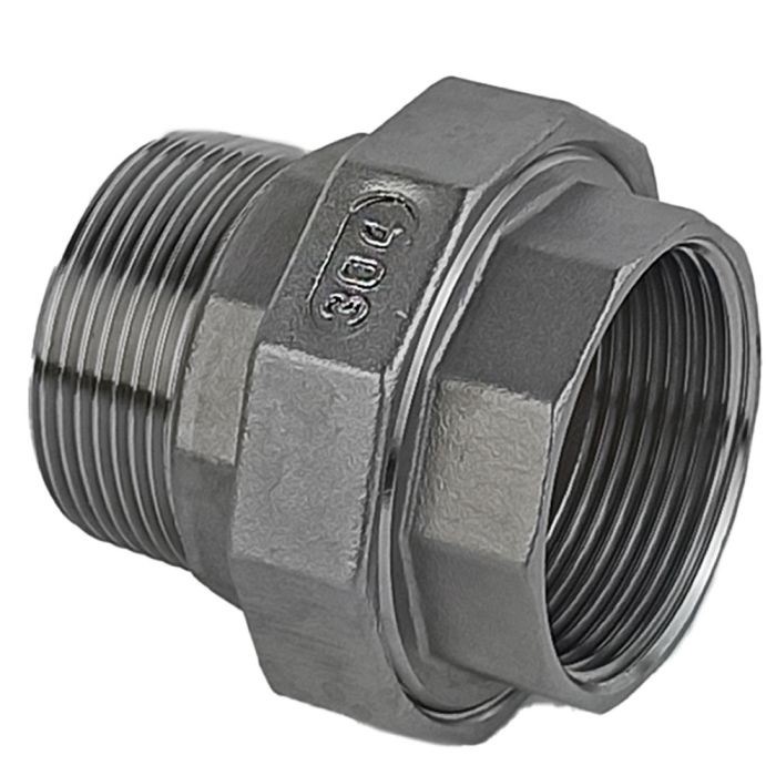 Муфта американка нержавіюча AISI 304 з В-З наріззю DN 15 (1/2") і прокладкою PTFE