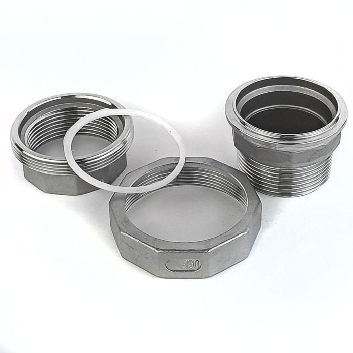 Муфта американка нержавіюча AISI 304 з В-З наріззю DN 15 (1/2") і прокладкою PTFE