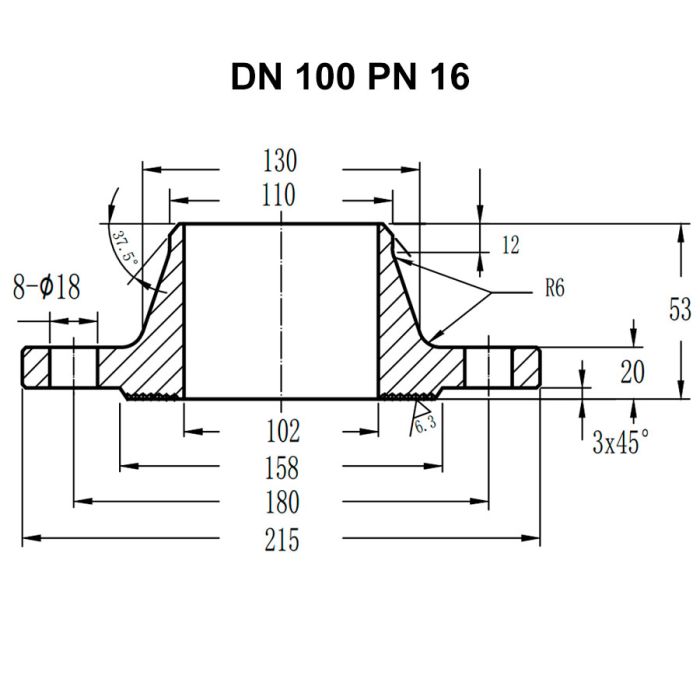 Фланець комірцевий нержавіючий AISI 304 DN 100 (110) PN 16