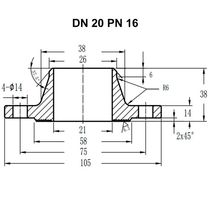Фланець комірцевий нержавіючий AISI 304 DN 20 (26) PN 16